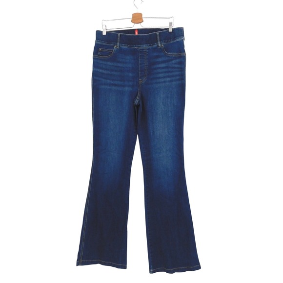 SPANX Denim - Spanx Flare Jeans Midnight Shade Dark Blue Pull On High Rise 1X Tall 20327T